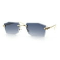 thumbnail image 3 of Luxe Bevel Geometric Square Rectangle Rimless Cougar Head Sunglasses Gold - Smoke, 3 of 4