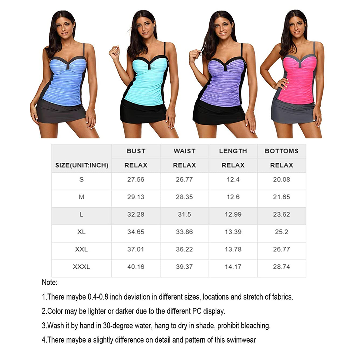 HAWEE Plus Size Swimdress Bathing Swimsuits for Women Tankini Tops with Boyshorts Two Piece Bathing Suits S-2XL - image 2 of 3