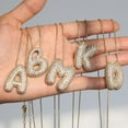 thumbnail image 4 of Bubble Letter Necklace Gold for Women，Charm Balloon Initial Letter Pendant Zirconia Inlaid Necklaces Fashion Gifts Jewelry, 4 of 15