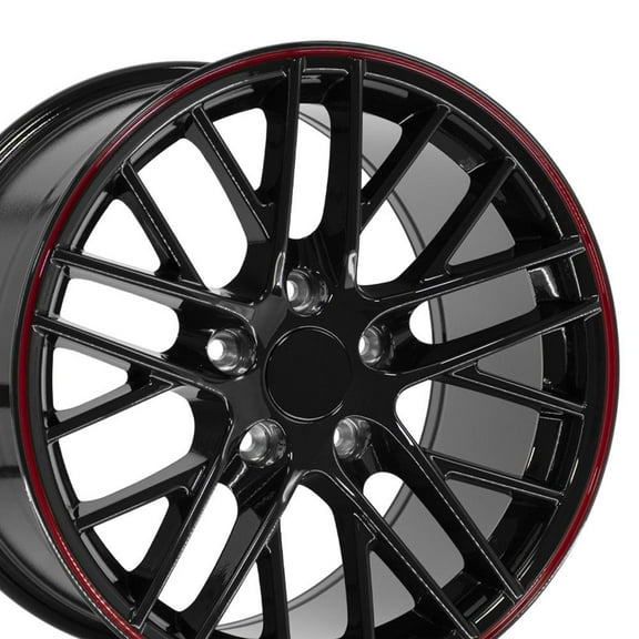 OE Wheels CV08 17 Inch Rims Fit Corvette C6 ZR1 Style 5x120.65 17x9.5 Gloss Black Redline - Hollander 5402 (Set of 4)