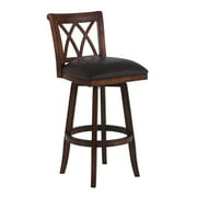 Armen Living Sonoma 30" Bar Height Swivel Wood Bar Stool with Finish and Brown Pu by Armen Living