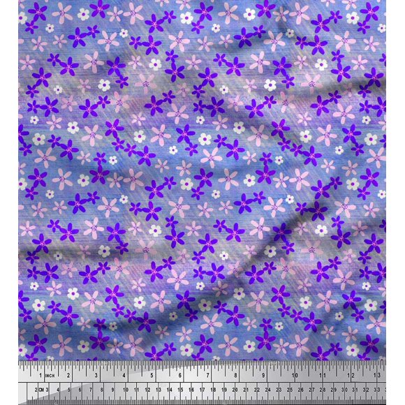 Soimoi Tissu en Velours Violet à Imprimé Floral Tissu de Couture BTY 58 Pouces de Large