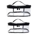 thumbnail image 4 of 2 Pack Portable Clear Makeup Bag Zipper Waterproof Cosmetics Bag Transparent Travel Storage PVC Zippered Toiletry Bag Organizers With Handle for Vacation Travel, Bathroom, 4 of 6