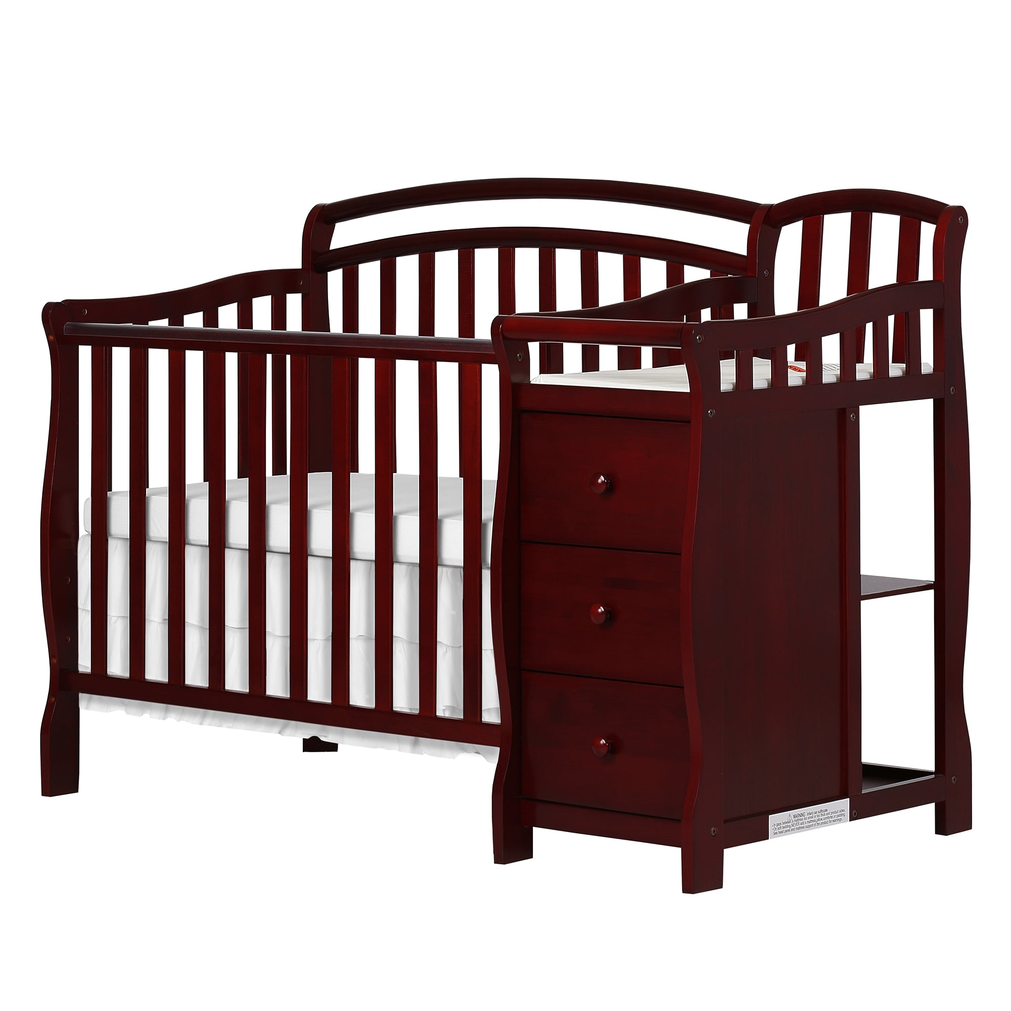 🛒🤍👩🏻‍🍼Dream On Me Casco 4-in-1 Mini Crib And Dressing Table, Cherry
