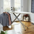 thumbnail image 3 of Household Essentials Wide Mega Ironing Board 4-Leg, Steel Top Pressing Station, Heat-Resistant Fiber Pad and Cotton Cover, Includes Sleeve Board and Iron Rest with Hanger Bar, Silver Frame, 3 of 11
