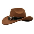 thumbnail image 2 of tasrioml Western Cowboy Hat for Men Women Wide Brim Sun Protection Fedora Beach Hat Wool Cowgirl Felt Hat with Adjustable Strap, 2 of 8