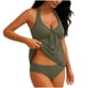 thumbnail image 4 of Tankini para mujer, color sólido con relleno en el pecho, tankini conservador, sin acero, sin espalda, cuello colgante, traje de baño, pantalones de baño divididos, traje de baño de dos piezas para mu, 4 of 8