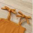 thumbnail image 3 of Yutk Toddler Kids Girls Ribbed Strapless Tops Tee Ruffles Shorts Outfits Yellow, 3 of 8