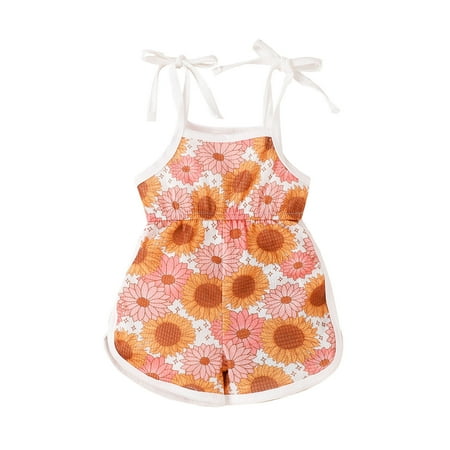 

Toddler Girls Sleeveless Sunflower Floral Prints Romper Jumpsuit Clothes Baby Boy Clothes Winter Baby Boy Onesies 3-6 Months Matching Sister Outfits