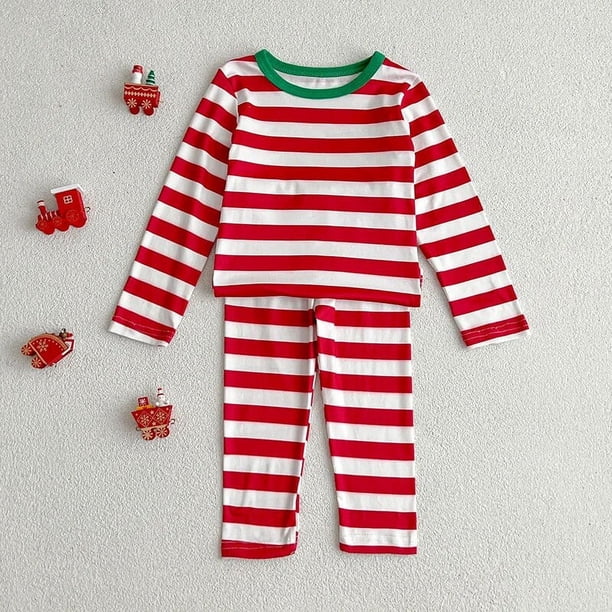 Conjuntos de Pijamas de Navidad para niños, ropa de dormir para bebés, niños y niñas, Pijamas de Navidad a rayas para niños pequeños, ropa de dormir de 0 a 6 años, nuevo, Otoño e Invierno
