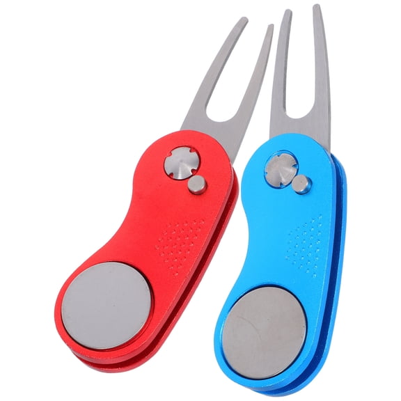 OULII 2Pcs Portable Golf Divot Tool with Durable Aluminum Fork and Dual Color Design