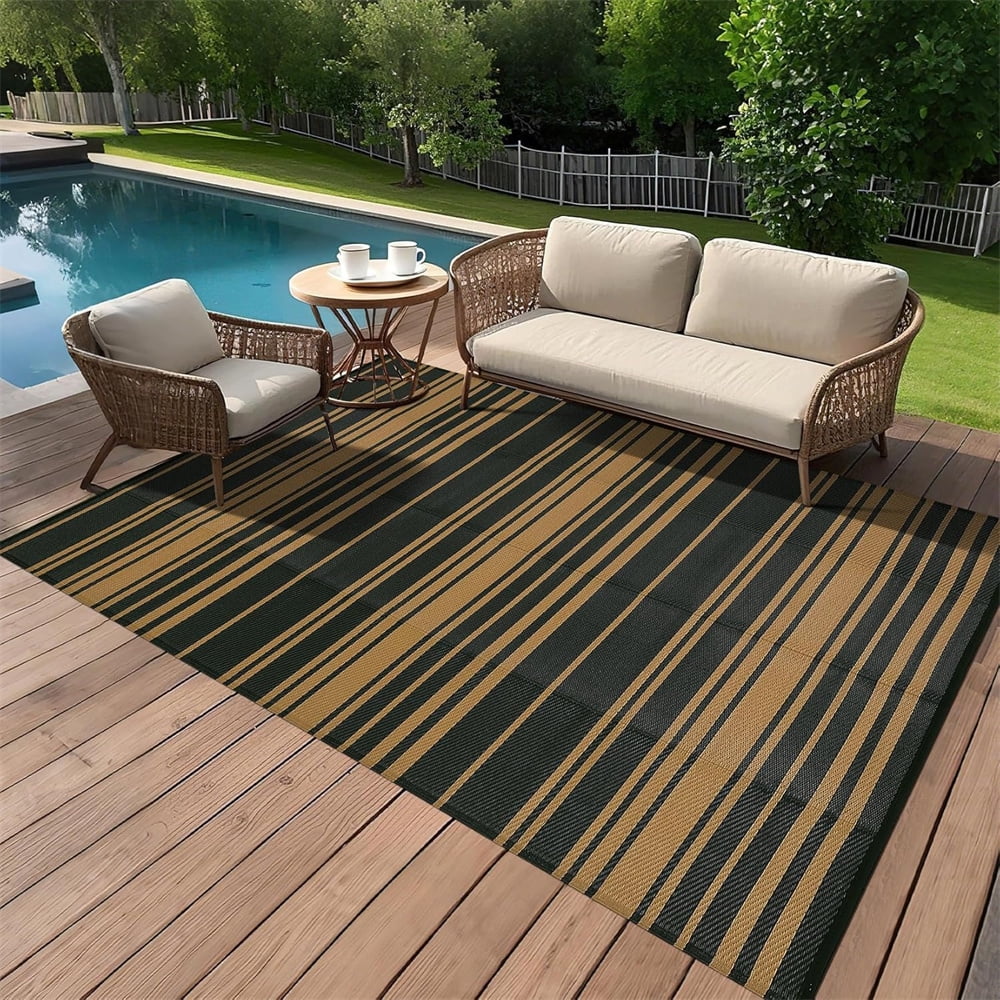 Waterproof Outdoor Rug 8x10/9×12/9×18, Plastic Straw Patio Camping Rug, Indoor Outdoor RV Mat Carpet for Deck, Camper, Porch, Balcony, Backyard, Picnic