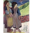 thumbnail image 2 of Gauguin, Paul 12x14 Black Ornate Wood Framed with Double Matting Museum Art Print Titled - Two Breton Girls By The Sea, 2 of 4