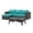 Blue, variant on Contemporary Modern Urban Designer Outdoor Patio Balcony Garden Furniture Lounge Sofa, Chair and Coffee Table Fire Pit Set, Fabric Rattan Wicker, White
