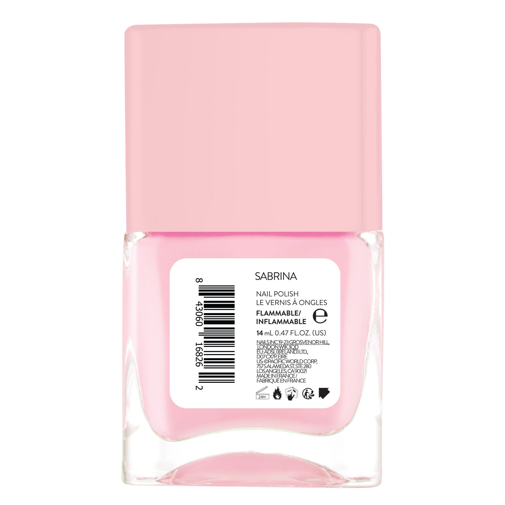 Nails.INC, It's Topless Gel-Like Nail Polish, 4-in-1 Base Coat, Treatment, Color & Top Coat, Sabrina, Sheer Pink, 0.47 oz