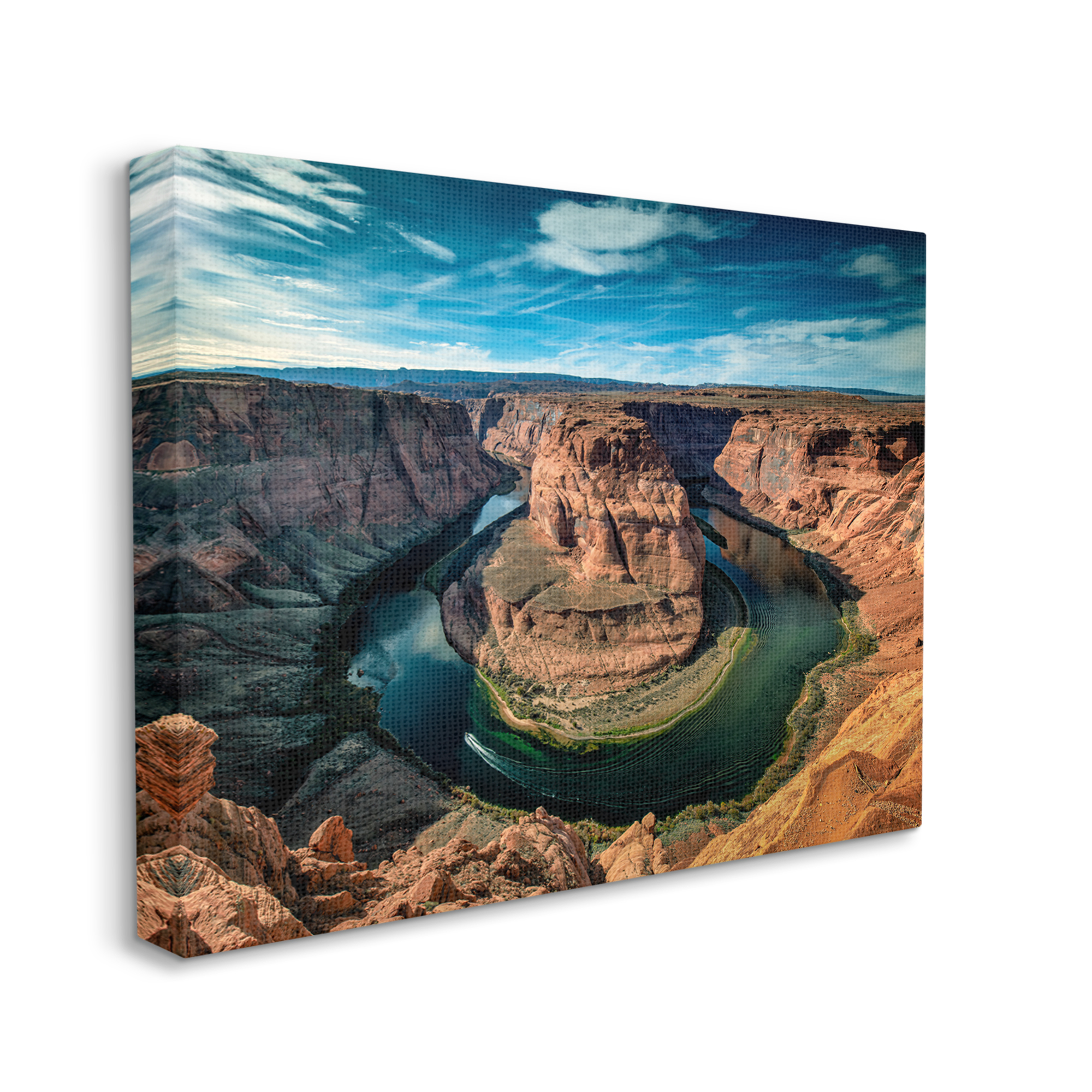 Stupell Industries Red Canyon Mesa Cliffs Surrounding River Water Photograph Gallery Wrapped Canvas Print Wall Art, Design by Andy Crawford Photography