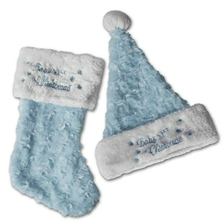 Baby's First Christmas Stocking and Hat, Blue