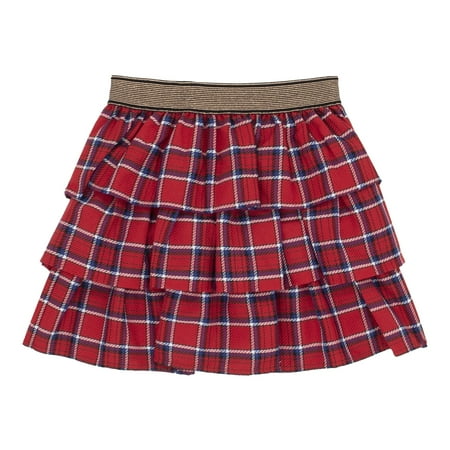 

KIDPIK Girls Plaid Elastic Waist Lined Tiered Skirt Size: 2T - XXL (16)