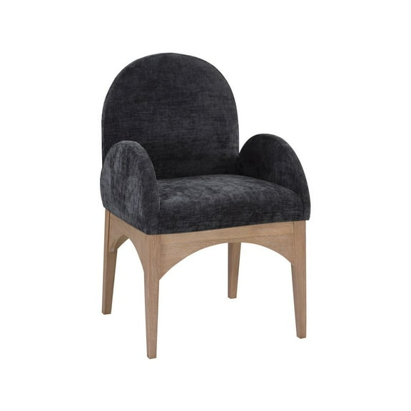 Meridian Furniture Waldorf Black Chenille Fabric Dining Arm Chair