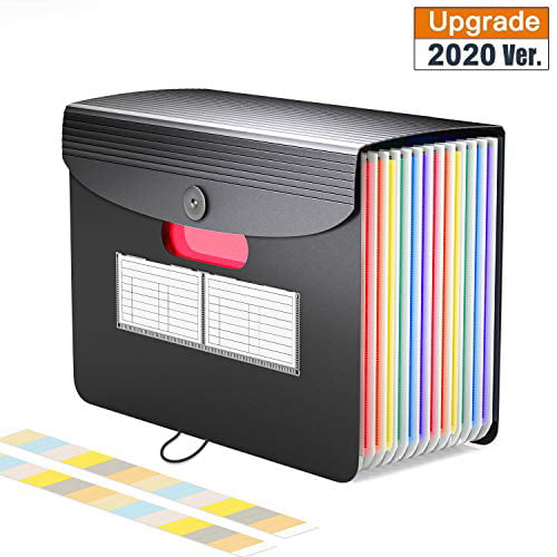 Expanding File Folder 12 Pockets Accordion Document Organizer Rainbow Expanding Project Sorter for Home Office School Use Letter A4 Paper Size 