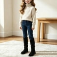 thumbnail image 3 of DxhmoneyHX Girls Knee High Faux Suede Boots 4-15 Years Pull On Tall Riding Boot Fashion Fall Winter Dress Boot with Low Heel, 3 of 7