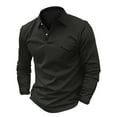 thumbnail image 4 of Prolriy Shirts for Men, Men's Fashion Spring and Autumn Casual Long Sleeve Button Solid Color Long Sleeve T Shirt Top Mens Shirts Black XL, 4 of 4