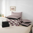 thumbnail image 5 of jejeloiu Geometric Plaid Twin Bedding Sets,7-Piece,Modern Geometric Aesthetic Bedding Comforter Set,Purple Beige Sheet Sets For Girls,Microfiber Room Decoration Reversible, 5 of 7