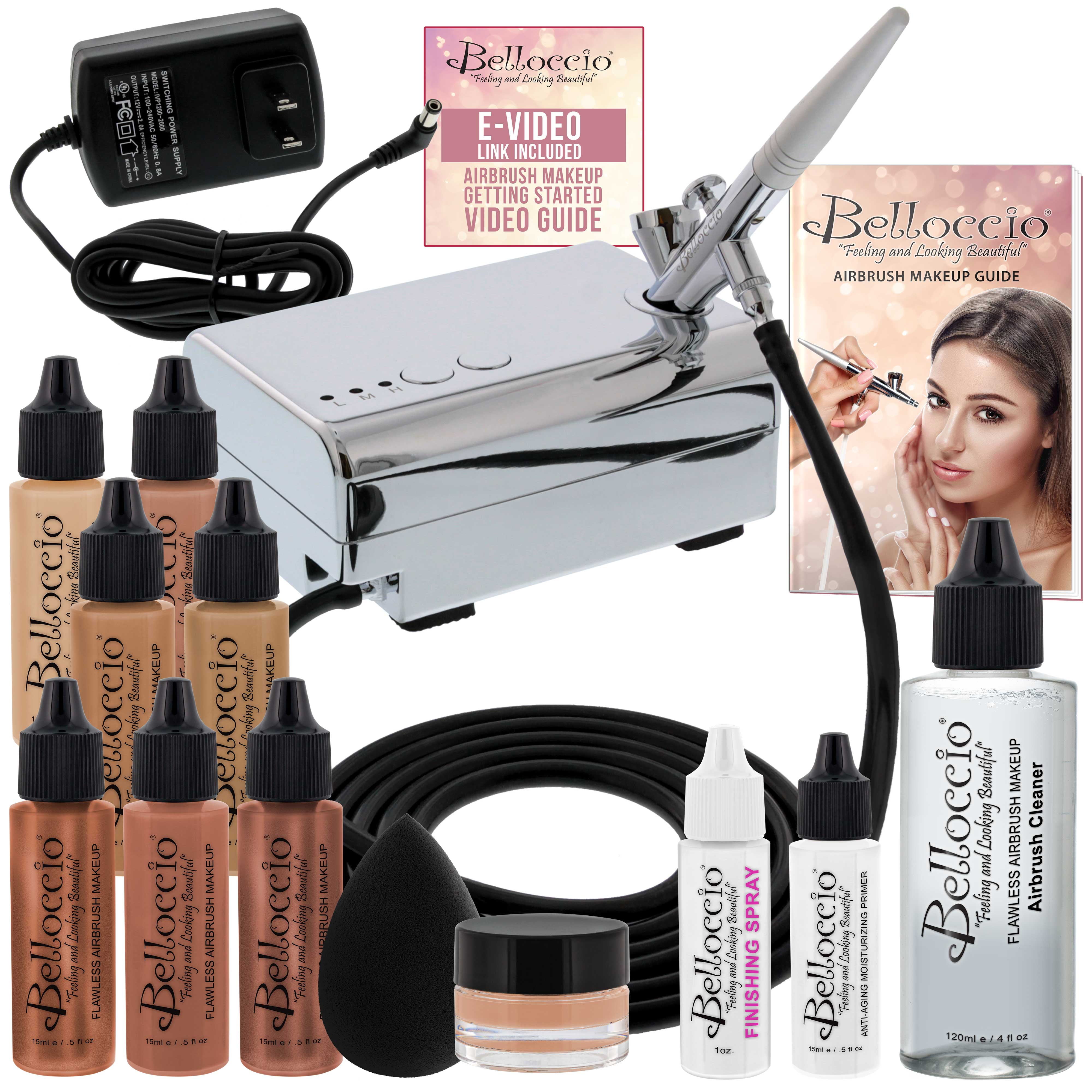 Belloccio Professional Deluxe Medium Shade Airbrush Cosmetic System Kit