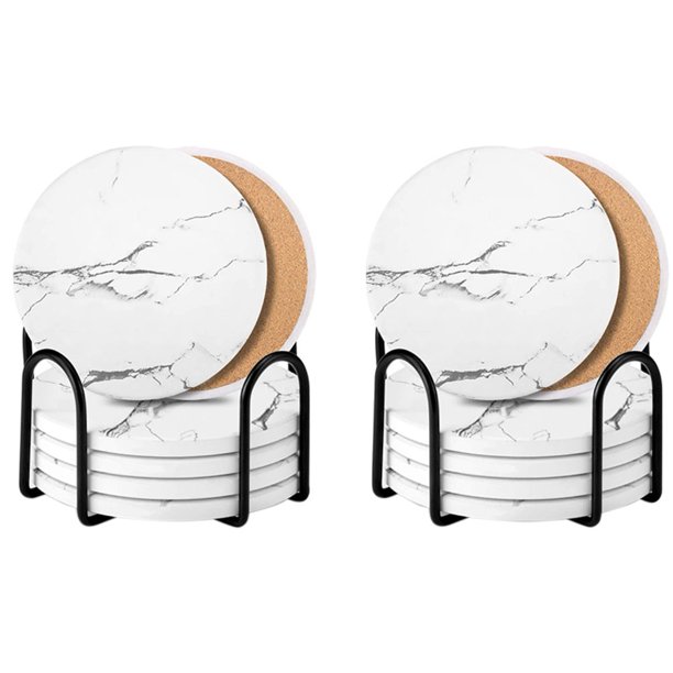 Coaster Sets of 12 Pieces, Absorbent Ceramic Stone Marble Pattern