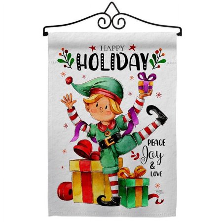 Breeze Decor GS120019-BO-02 13 x 18.5 in. Elf Holiday Garden Flag Set for Wintertime Christmas Double-Sided Decorative Vertical Flags & House Decoration Banner Yard Gift