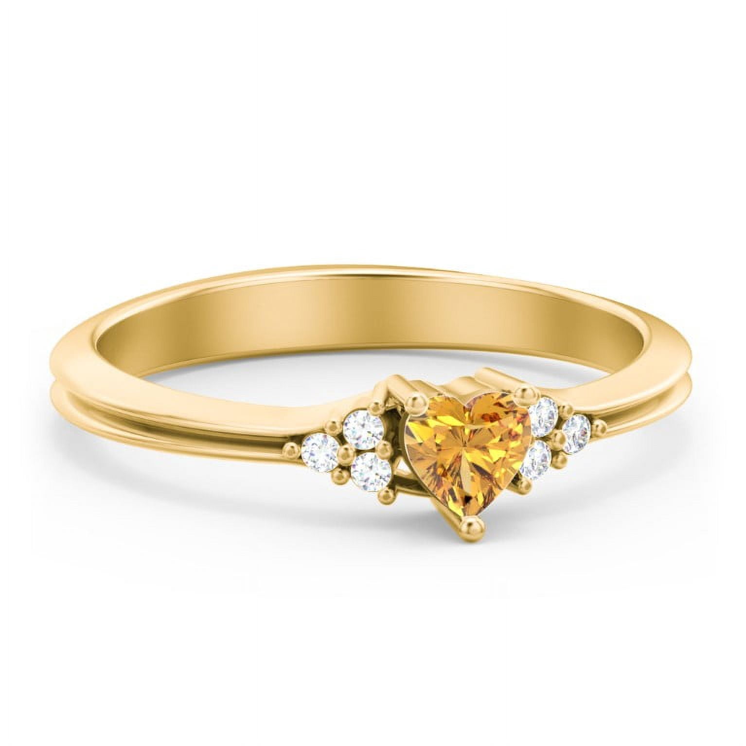 Birthstone Heart Ring with Shoulder Accents - Citrine (November)