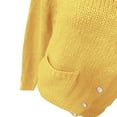 thumbnail image 4 of VISALY Cropped Cardigan Cardigan with Pockets Women's Knit Cardigan Sweaters Casual Long Sleeve Open Front Button Up Ribbed Fall Sweater Jackets Crewneck Cardigan Business Casual Cardigans Yellow L, 4 of 6