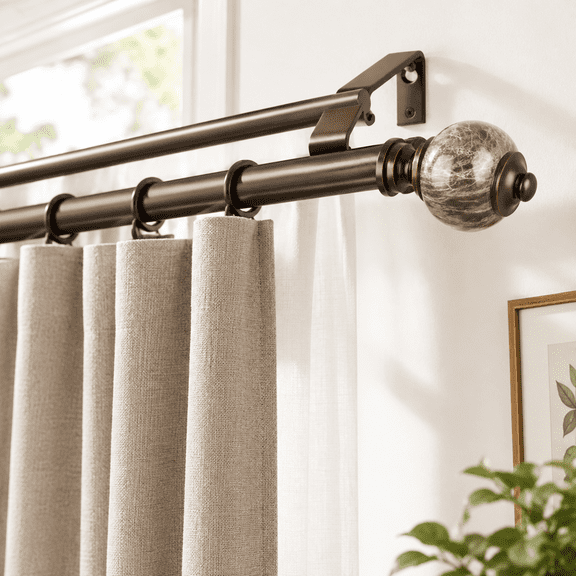 Double Curtain Rods 66 To 120 Inches Adjustable Bronze
