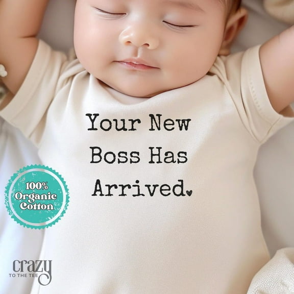 Baby Bodysuit BELLA CANVAS Your New Boss Arrived Baby Onesie, Funny Baby Announcement Onesie For Coworker Baby Shower Gift
