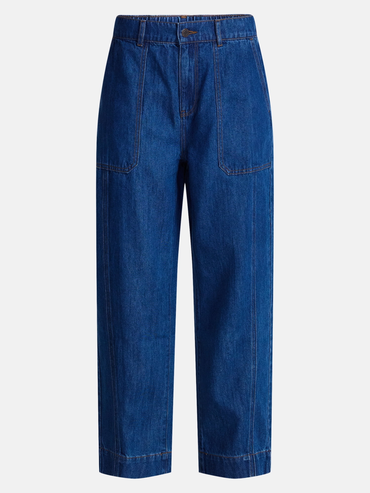 Time and Tru Women's High Rise Drapey Barrel Jeans, 28" Inseam, Sizes XS-XXXL