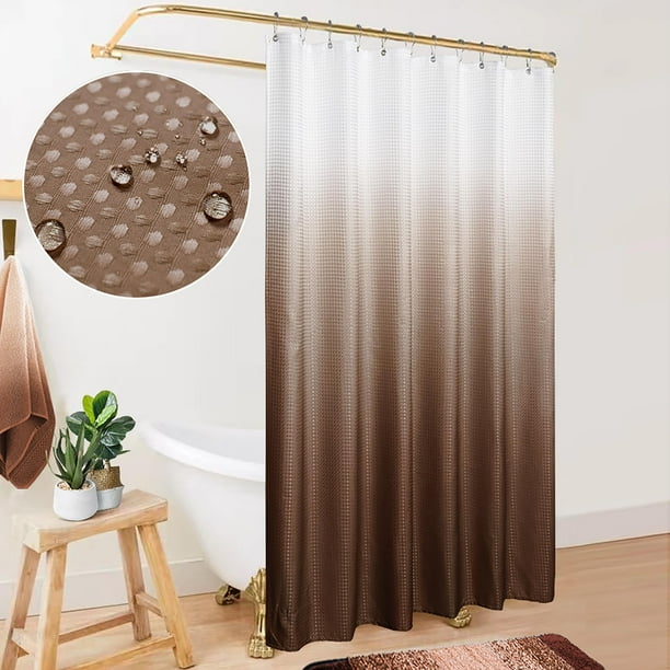 Cortina De Ducha Marrón Para Hombres Con Ganchos Tejido Gofre Impermeable Tela Texturizada Ombre Western Hermosas Cortinas De Ducha Para Baño Cabina Baño Espresso Chocolate Marrón Tono 72 Pulgadas