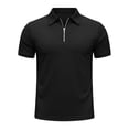 thumbnail image 3 of Short Sleeve Polo Shirts for Men Summer Casual Quarter Zipper Collared Textured Plain Tshirts Work Shirts Golf Shirt, 3 of 5