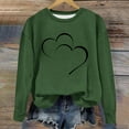 thumbnail image 2 of Women's Casual Crew Neck Graphic Sweatshirts Love Heart Print Long Sleeve Cute Tops Teens Girls Casual Spring T Shirts(Green,L), 2 of 5