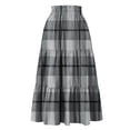 thumbnail image 5 of Delconic Women Plaid Drawstring Waist Tiered Maxi Skirt with Pockets Casual Loose Fit A Line Long Skirt for Everyday Wear Gray L, 5 of 6