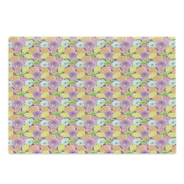 Flower Cutting Board, Colorful Bouquet of Gentle Spring Blossoms Fresh Nature Seasonal Garden Pattern, Decorative Tempered Glass Cutting and Serving Board, in 3 Sizes, by Ambesonne