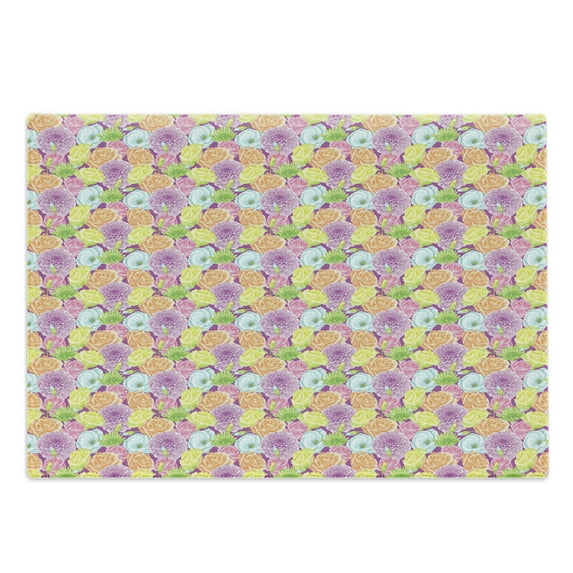 Flower Cutting Board, Colorful Bouquet of Gentle Spring Blossoms Fresh Nature Seasonal Garden Pattern, Decorative Tempered Glass Cutting and Serving Board, in 3 Sizes, by Ambesonne