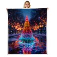 thumbnail image 1 of YST Christmas Tree Blanket Throw Colorful Xmas Tree Throw Blanket Room Home Decor,Neon Light Winter Fleece Blanket Merry Christmas Sherpa Blanket,Soft Lightweight, 1 of 5