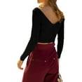 thumbnail image 3 of KelaJuan Women Short Shirt, Long Sleeve Solid Color Crop Party Street Spring Fall Short Wrapped Tops, 3 of 6
