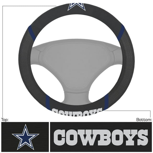 Fan Mat Steering Wheel Cover 15032 Universal; NFL Dallas Cowboys; Mesh And Faux Suede