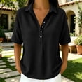 thumbnail image 4 of Kezqiaxn Plus Size Shirts for Women Short Sleeve Collared Button Down Shirts Business Dressy Work Blouses Summer Clothes, 4 of 6