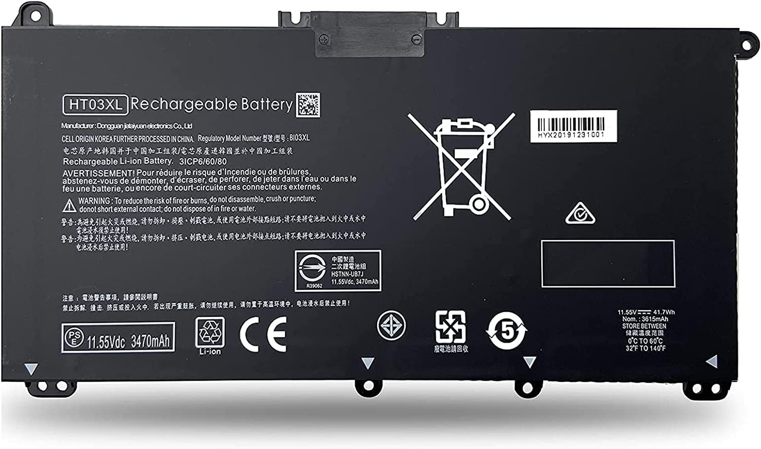 HT03XL L11119855 Laptop Battery for HP Pavilion 14CE 14CF 15DB 15