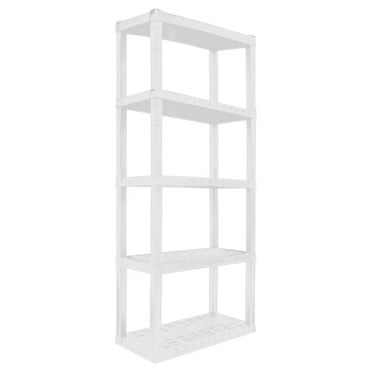 Hyper Tough Plastic Shelves Garage Storage Shelving Unit 5-Tier 75"H x 14"D x 30"W White-500 lbs Total Capacity