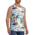 thumbnail image 2 of Fotbe Watercolor Sailboat Men's Camiseta sin Mangas Estampada para Hombres, Playera Casual para Gimnasio, Entrenamiento, Playa-3X-Large, 2 of 7