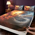 thumbnail image 4 of Manfei Fantasy Dragon Animals King Sheets,Gothic Cloud Bedding,Orange Red,4 Pieces,1 Flat Sheet,1 Fitted Sheet and 2 Pillowcases, 4 of 6