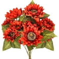 thumbnail image 2 of Dalrosia Vintage Artificial Sunflowers 18.9 Inches with Long Stem Silk Orange Sunflowers Faux Flower for Home Wedding Garden Thanksgiving Decoration, 2 of 7